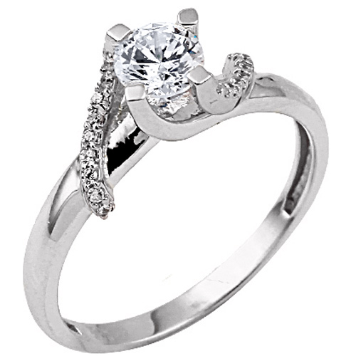 Λευκόχρυσο μονόπετρο δαχτυλίδι  Κ14