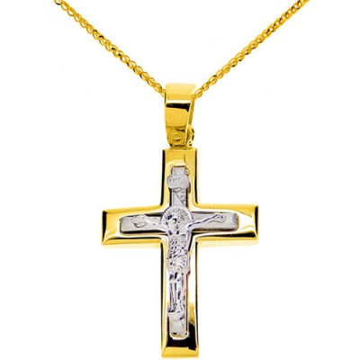 Χρυσός βαπτιστικός σταυρός Κ14 με αλυσίδα