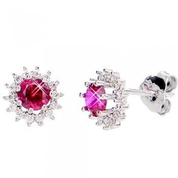 Λευκόχρυσα σκουλαρίκια Κ14 με ζιργκόν