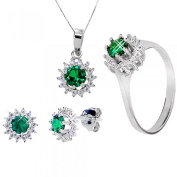 Mini set από λευκό χρυσό Κ14 με ζιργκόν