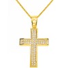 Χρυσός μασίφ γυναικείος βαπτιστικός σταυρός Κ14 με αλυσίδα