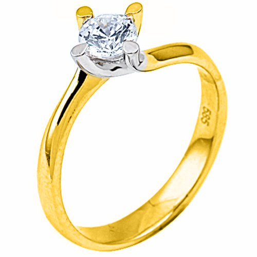 Χρυσό μονόπετρο φλόγα Κ9 με ζιργκόν