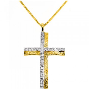 Χρυσός σταυρός Κ14 με αλυσίδα