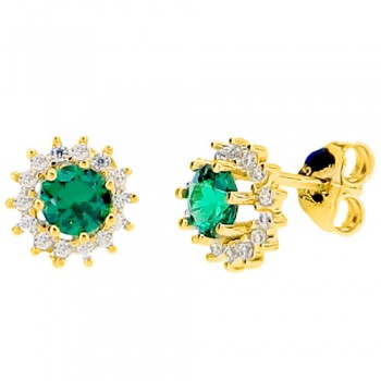 Χρυσά σκουλαρίκια Κ14 με ζιργκόν