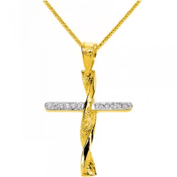 Χρυσός σταυρός Κ14 με αλυσίδα