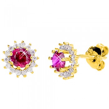 Χρυσά σκουλαρίκια Κ14 με ζιργκόν