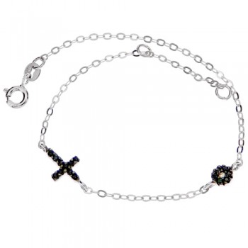 Λευκόχρυσο βραχιόλι Κ14 με ζιργκόν