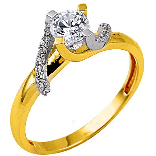 Χρυσό μονόπετρο δαχτυλίδι Κ9