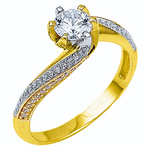 Χρυσό μονόπετρο δαχτυλίδι Κ9