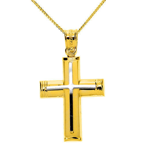 Χρυσός βαπτιστικός σταυρός Κ14 με αλυσίδα