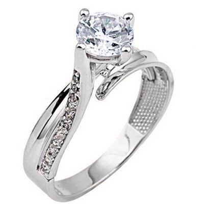 Λευκόχρυσο μονόπετρο δαχτυλίδι  Κ9