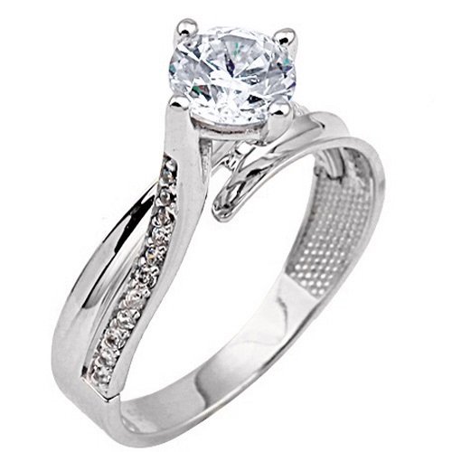 Λευκόχρυσο μονόπετρο δαχτυλίδι  Κ9