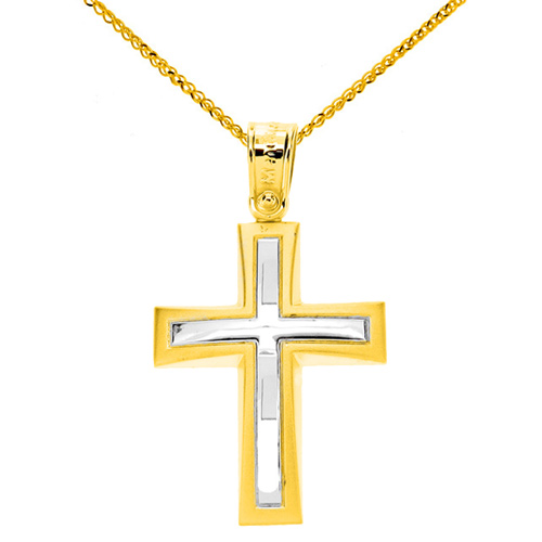 Χρυσός βαπτιστικός σταυρός Κ14 με αλυσίδα