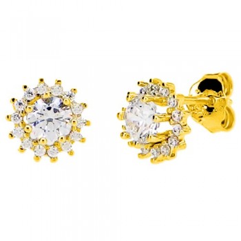 Χρυσά σκουλαρίκια Κ14 με ζιργκόν