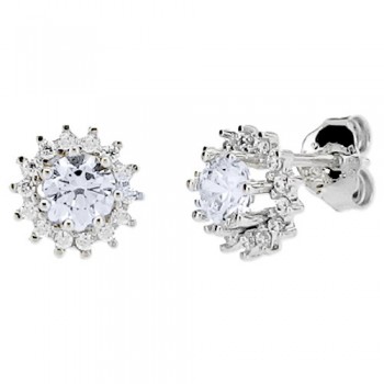 Λευκόχρυσα σκουλαρίκια Κ14 με ζιργκόν