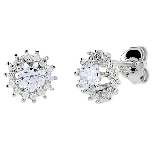 Λευκόχρυσα σκουλαρίκια Κ14 με ζιργκόν