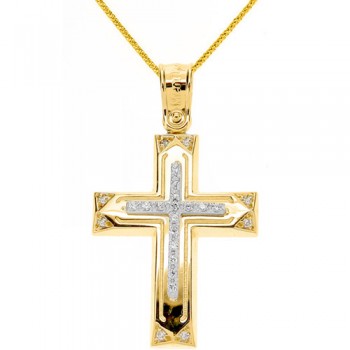 Χρυσός βαπτιστικός σταυρός Κ14 με αλυσίδα