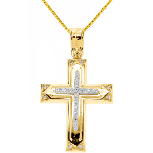 Χρυσός βαπτιστικός σταυρός Κ14 με αλυσίδα