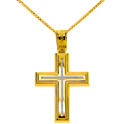 Χρυσός βαπτιστικός σταυρός Κ14 με αλυσίδα