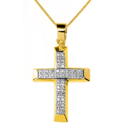 Χρυσός βαπτιστικός σταυρός Κ14 με αλυσίδα