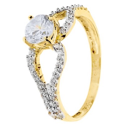 Χρυσό δαχτυλίδι μονόπετρο Κ14