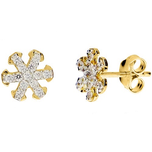 Χρυσά σκουλαρίκια Κ14 με ζιργκόν