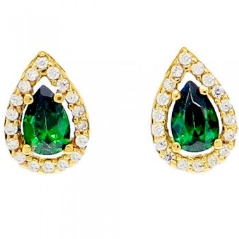 Χρυσά σκουλαρίκια Κ14 με ζιργκόν