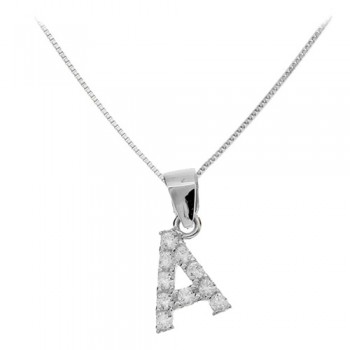 Λευκόχρυσο μονόγραμμα Κ14 με αλυσίδα