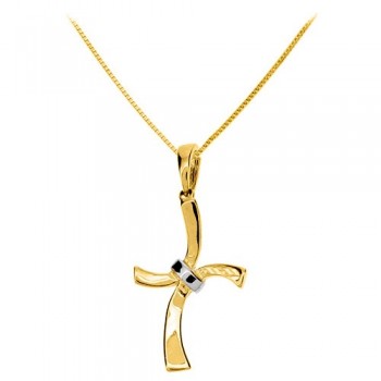 Χρυσός σταυρός Fashion K14 με αλυσίδα