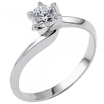 Λευκόχρυσο δαχτυλίδι μονόπετρο Κ9