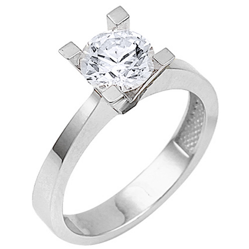 Λευκόχρυσο δαχτυλίδι μονόπετρο Κ9