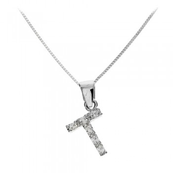 Λευκόχρυσο μονόγραμμα Κ14 με αλυσίδα