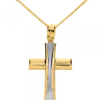Χρυσός  σταυρός Κ14 με αλυσίδα