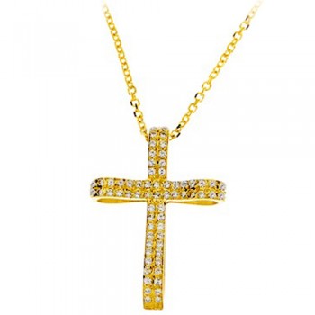 Χρυσός  σταυρός Κ14 με αλυσίδα