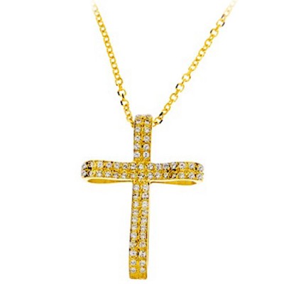 Χρυσός  σταυρός Κ14 με αλυσίδα