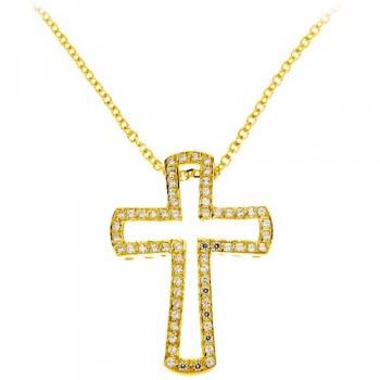 Χρυσός  σταυρός Κ14 με αλυσίδα