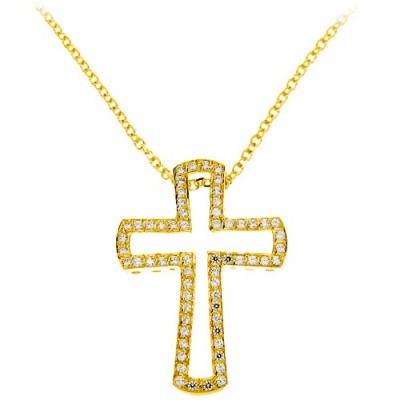 Χρυσός  σταυρός Κ14 με αλυσίδα