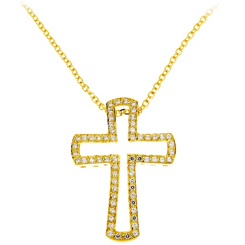 Χρυσός  σταυρός Κ14 με αλυσίδα