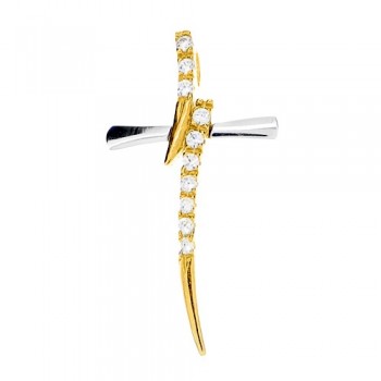 Χρυσός σταυρός Fashion K9 με ζιργκόν