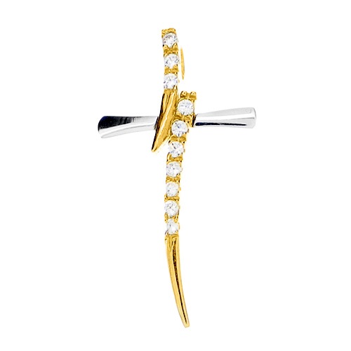 Χρυσός σταυρός Fashion K9 με ζιργκόν