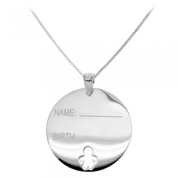 Λευκόχρυσο παιδικό μενταγιόν ταυτότητα Κ9 με αλυσίδα