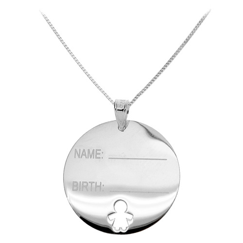 Λευκόχρυσο παιδικό μενταγιόν ταυτότητα Κ9 με αλυσίδα