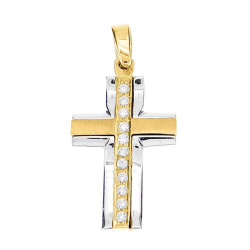 Χρυσός σταυρός Fashion K9 με ζιργκόν