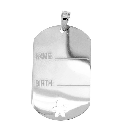 Λευκόχρυσο παιδικό μενταγιόν ταυτότητα Κ9