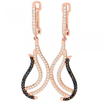 Σκουλαρίκια από ροζ χρυσό Κ14 με ζιργκόν