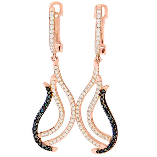 Σκουλαρίκια από ροζ χρυσό Κ14 με ζιργκόν