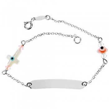 Λευκόχρυσο παιδικό βραχιόλι ταυτότητα Κ14