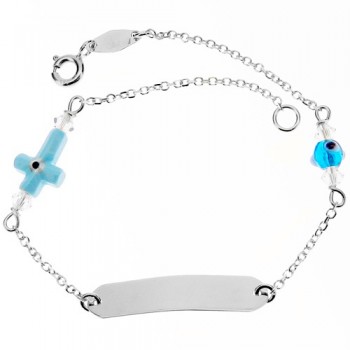 Λευκόχρυσο παιδικό βραχιόλι ταυτότητα Κ14