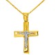Χρυσός βαπτιστικός σταυρός Κ14 με αλυσίδα