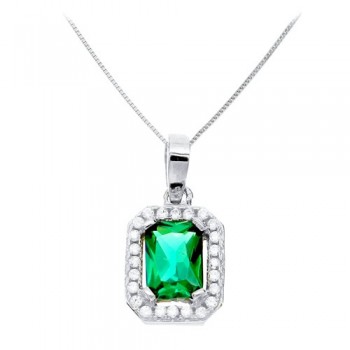 Λευκόχρυσο μενταγιόν Κ14 με αλυσίδα